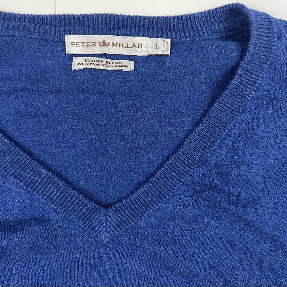 Peter Millar Blue V Neck Sweater Size Large - Picture 3 of 4